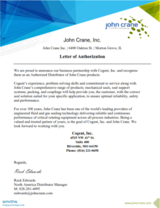 Cogent and John Crane announce strategic distribution partnership for mechanical seal solutions